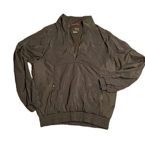 Nike Air Jordan Jacket Mens Medium Black Athletic Lightweight Lined Qtr Zip Coat